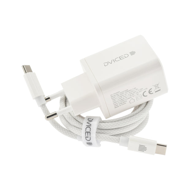 Зарядно Dviced, 35W, GaN, USB-C + USB-A, бял