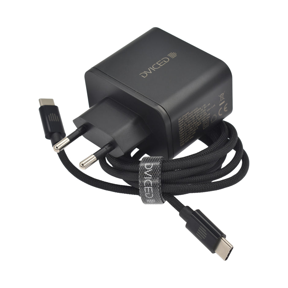 Зарядно Dviced, 65W, GaN, USB-C + USB-A, черен