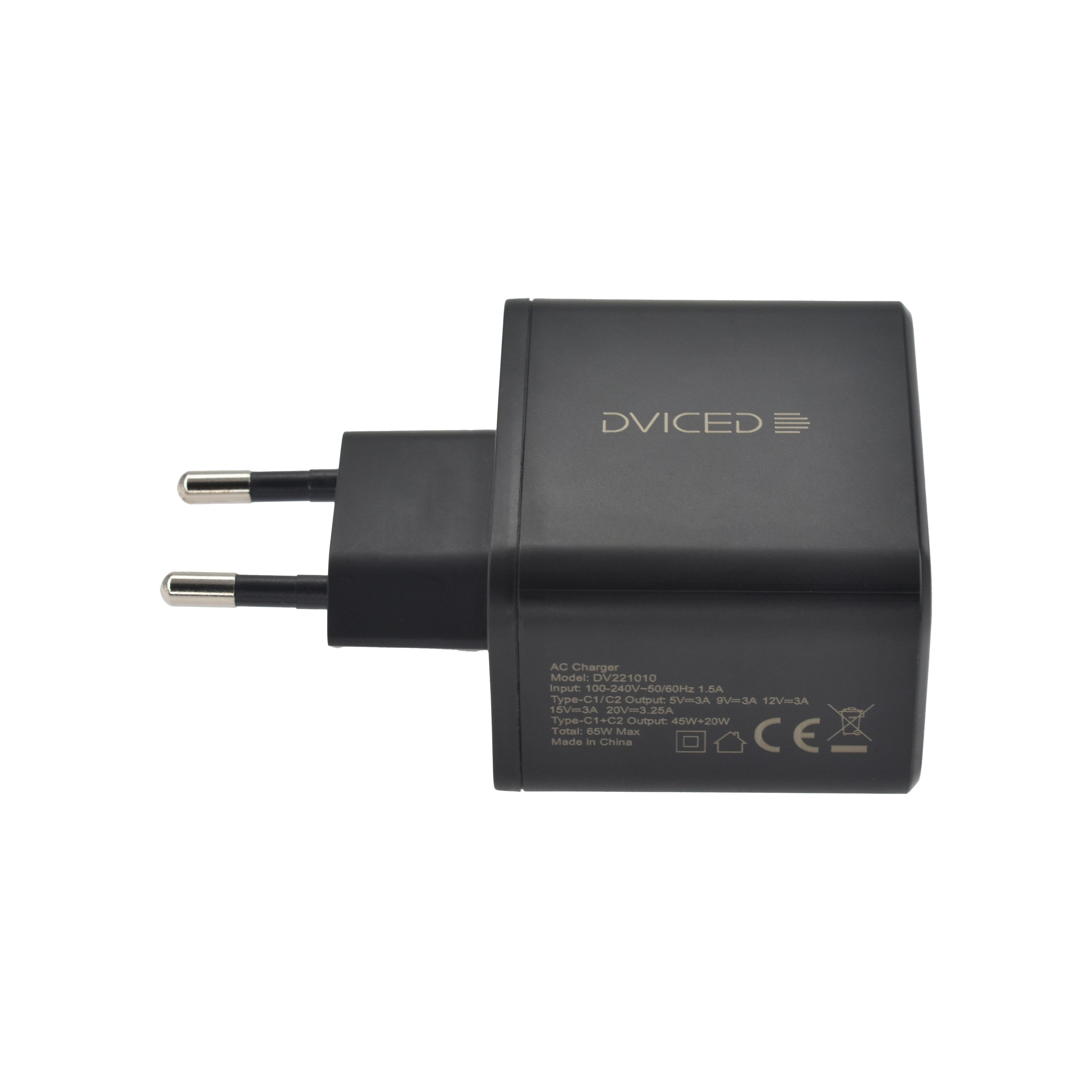 Зарядно Dviced, 65W, GaN, USB-C, черен