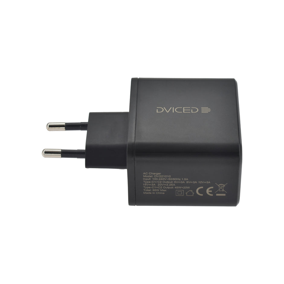 Зарядно Dviced, 65W, GaN, USB-C, черен