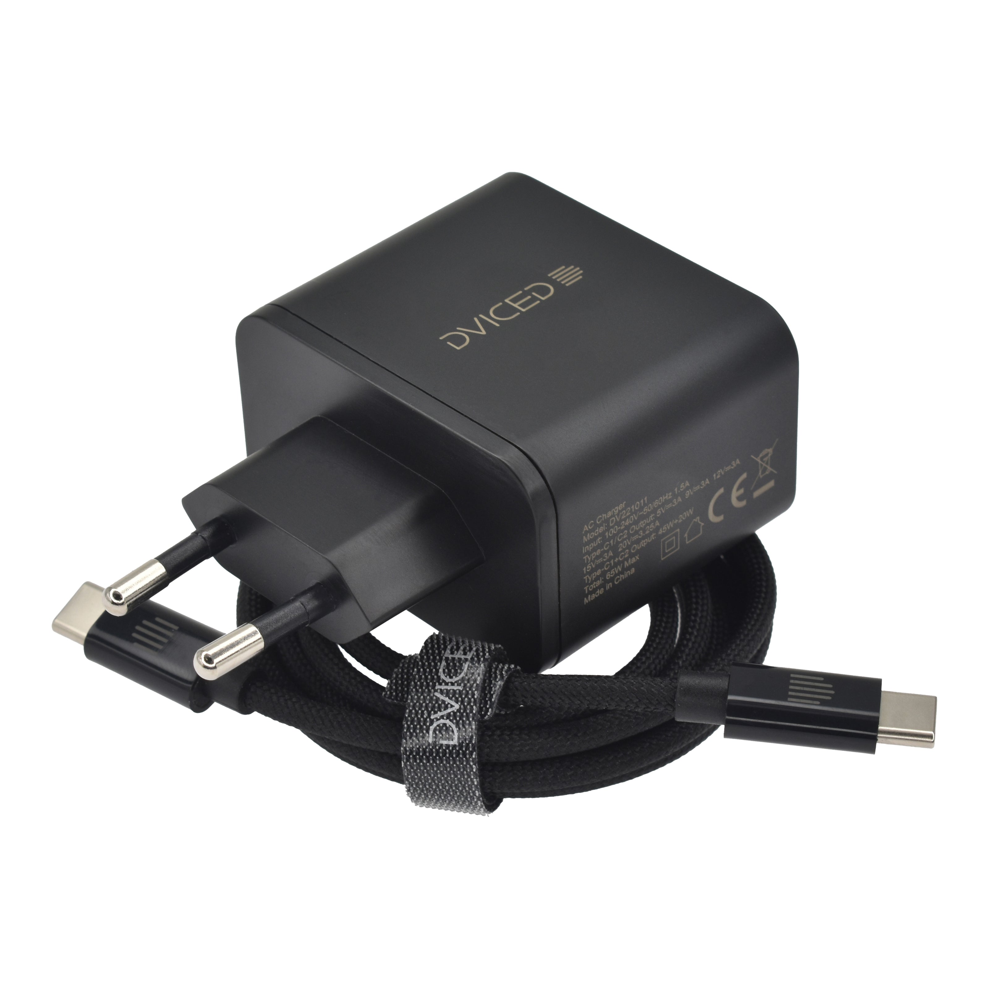 Зарядно Dviced, 65W, GaN, USB-C, черен