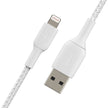 Кабел Belkin - Boost Charge, USB-A/Lightning, плетен, 0.15 м, бял