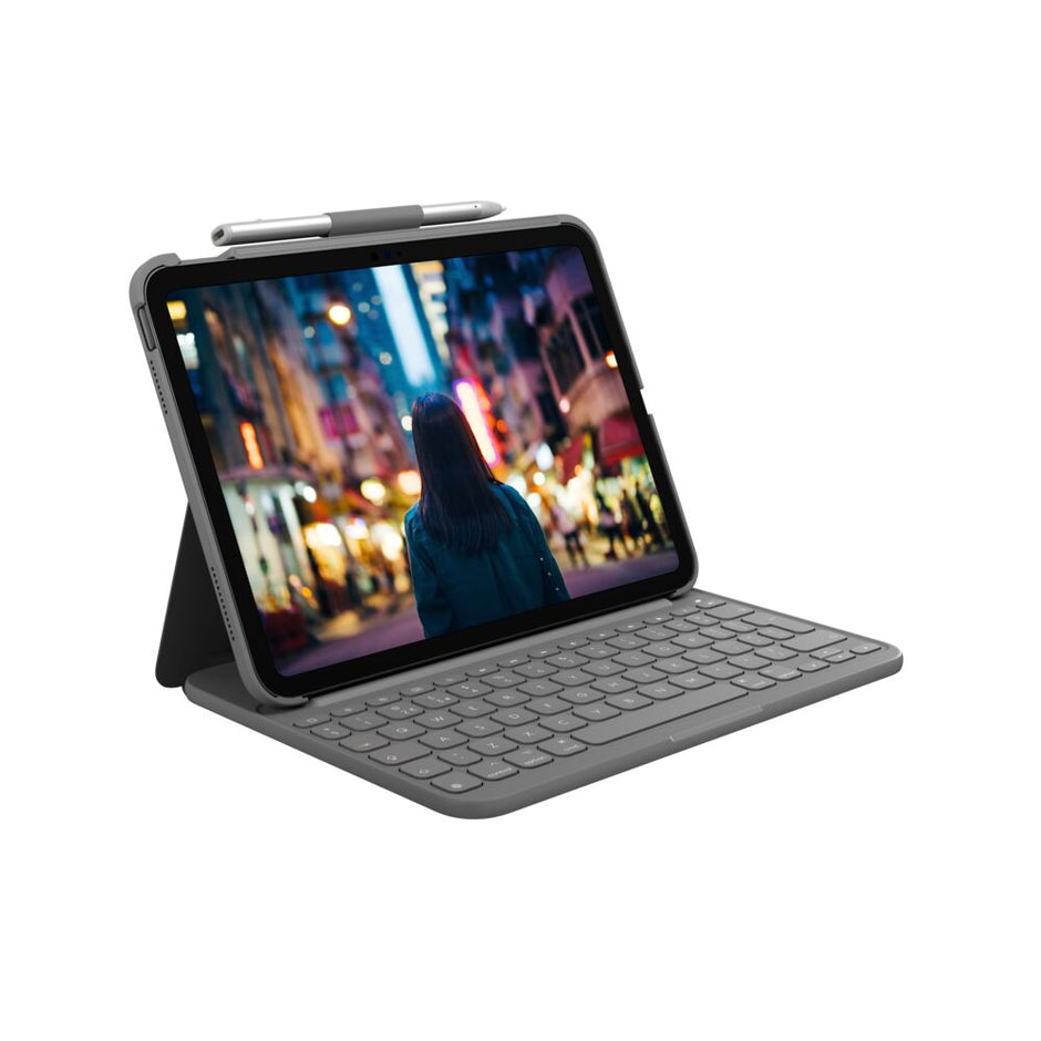Клавиатура Logitech Slim Folio за iPad (10th gen) - Сива - US