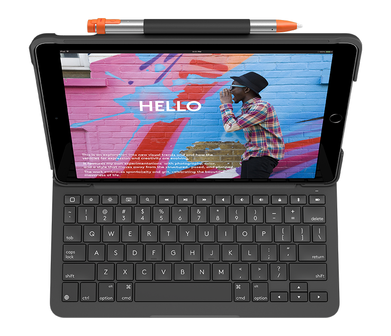 Клавиатура Logitech Slim Folio за iPad (7th; 8th; & 9th gen) - Графит - UK