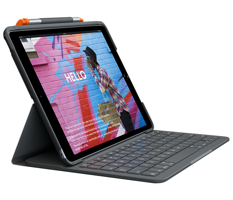 Клавиатура Logitech Slim Folio за iPad (7th; 8th; & 9th gen) - Графит - UK