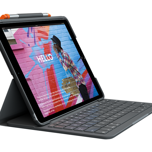 Клавиатура Logitech Slim Folio за iPad (7th; 8th; & 9th gen) - Графит - UK