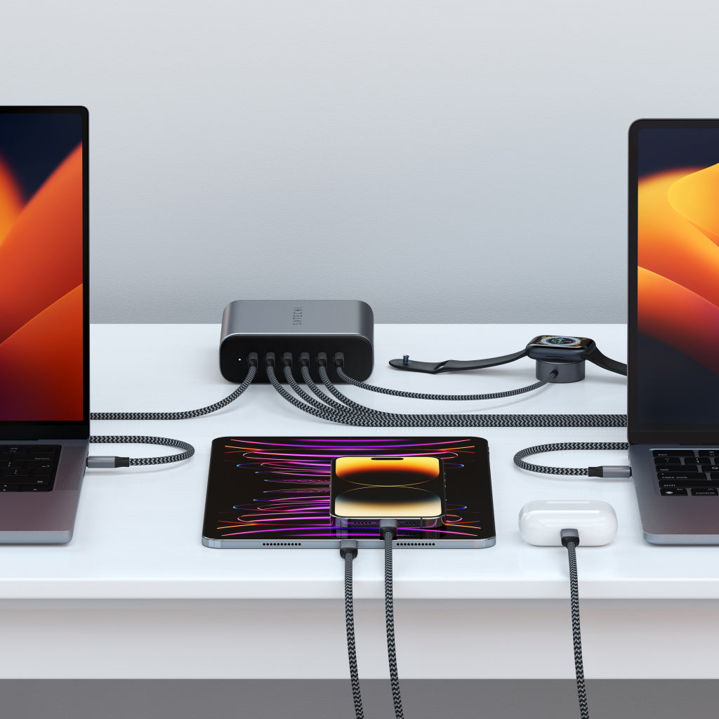 Зарядно Satechi, 6 порта, 200W, USB-C, сив
