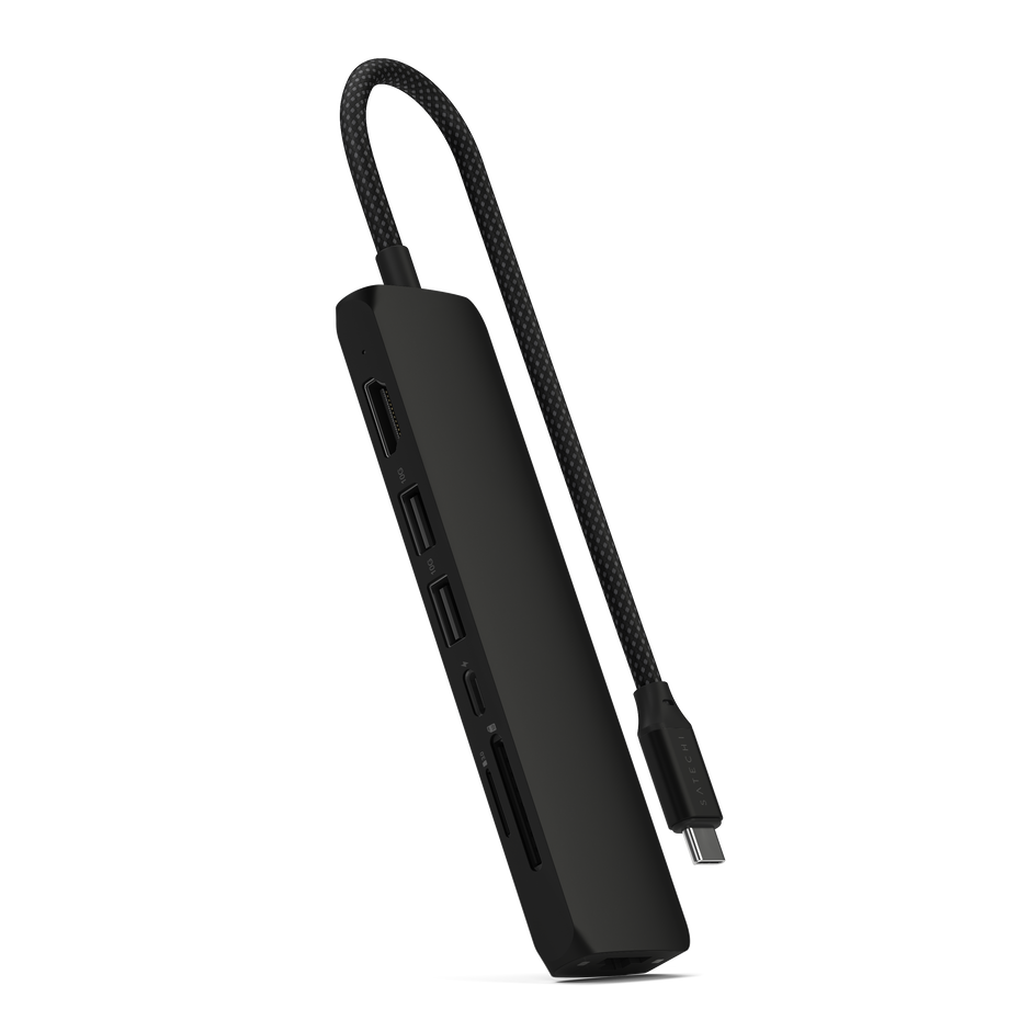 Satechi 7-in-1 USB-C Slim Multiport Adapter with Ethernet - Black