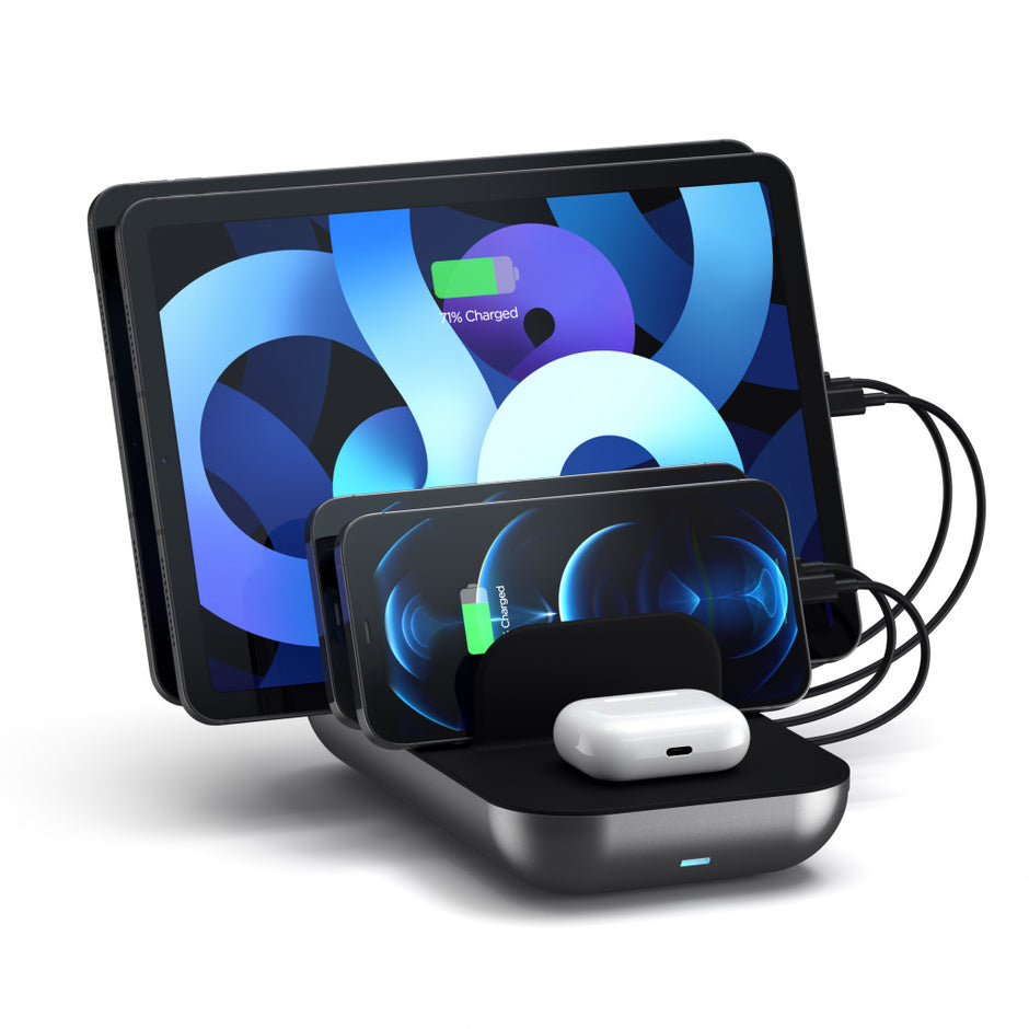 Зареждаща станция Satechi - Dock 5, USB-C + USB-A, сив