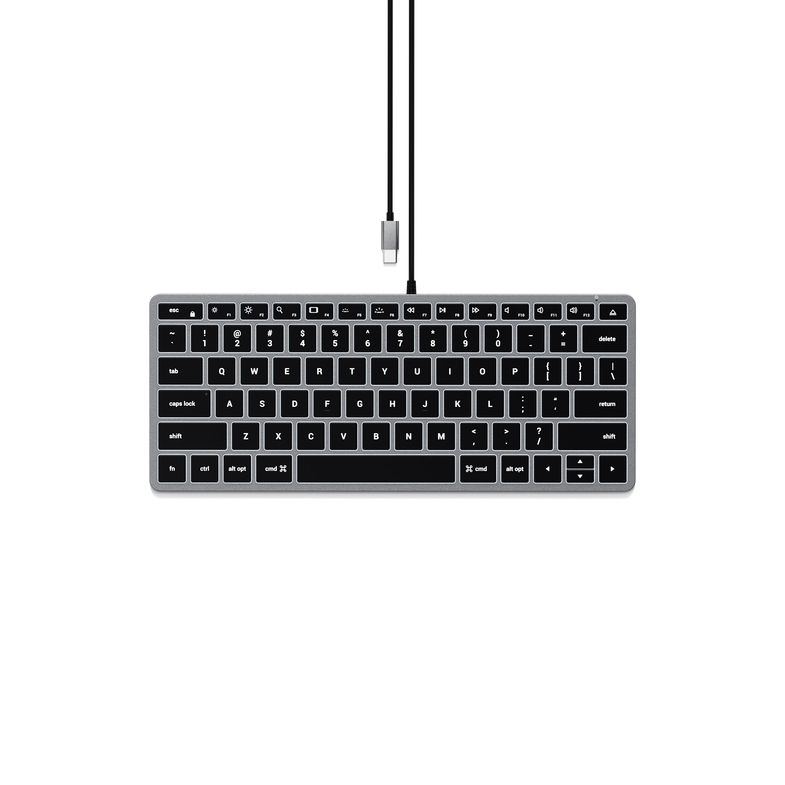 Клавиатура Satechi Slim W1 USB-C с подсветка - Сив - US