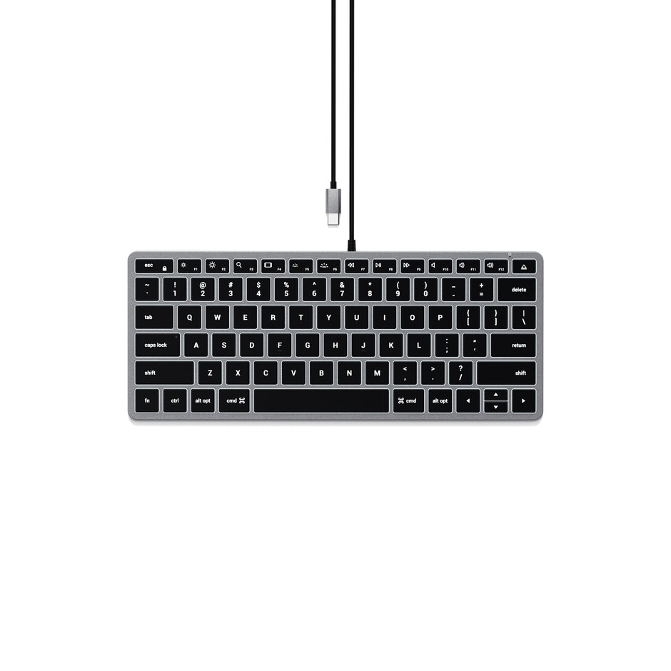 Клавиатура Satechi Slim W1 USB-C с подсветка - Сив - US