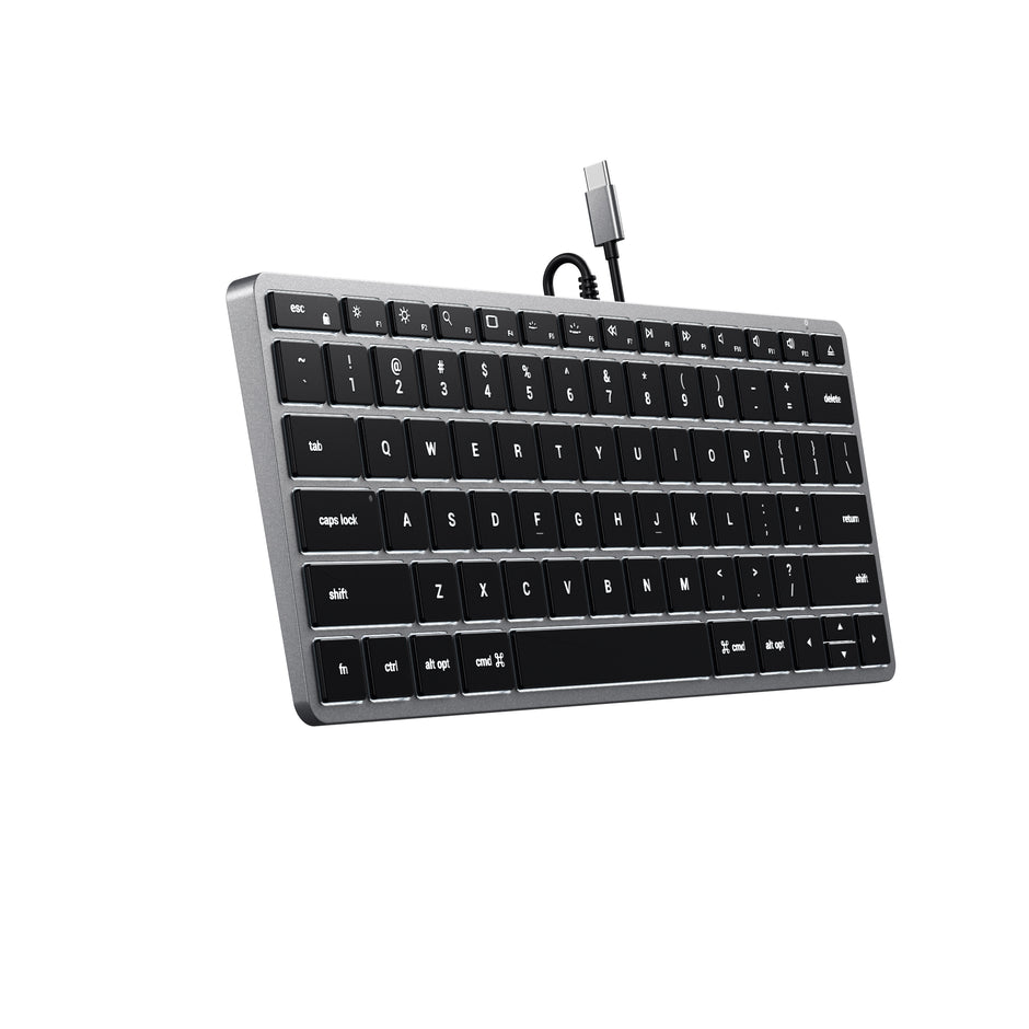 Клавиатура Satechi Slim W1 USB-C с подсветка - Сив - US