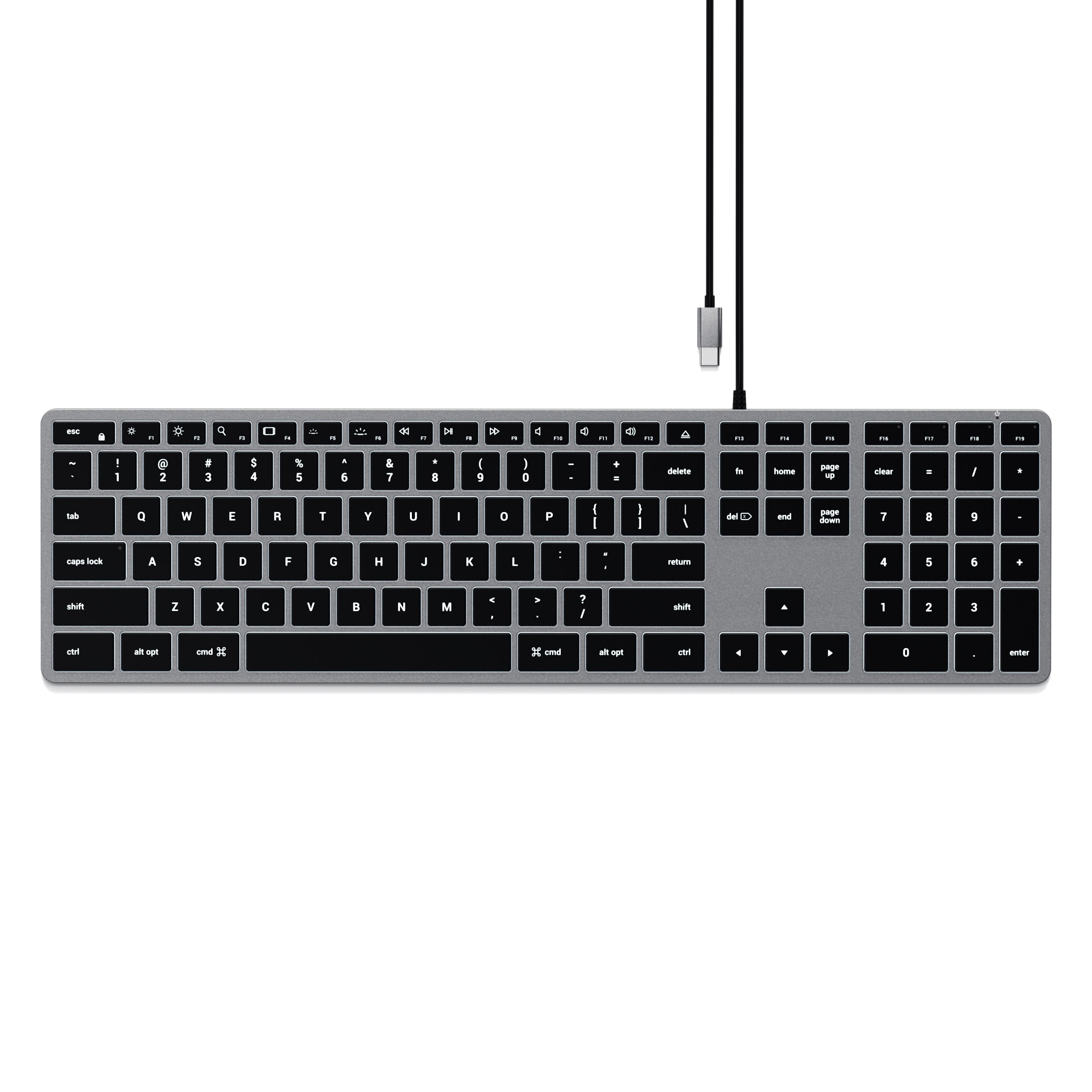 Клавиатура Satechi Slim W3 USB-C с подсветка - Сив - US