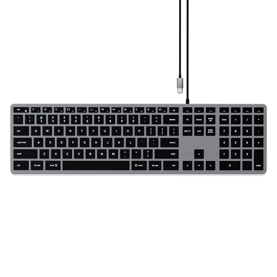 Клавиатура Satechi Slim W3 USB-C с подсветка - Сив - US