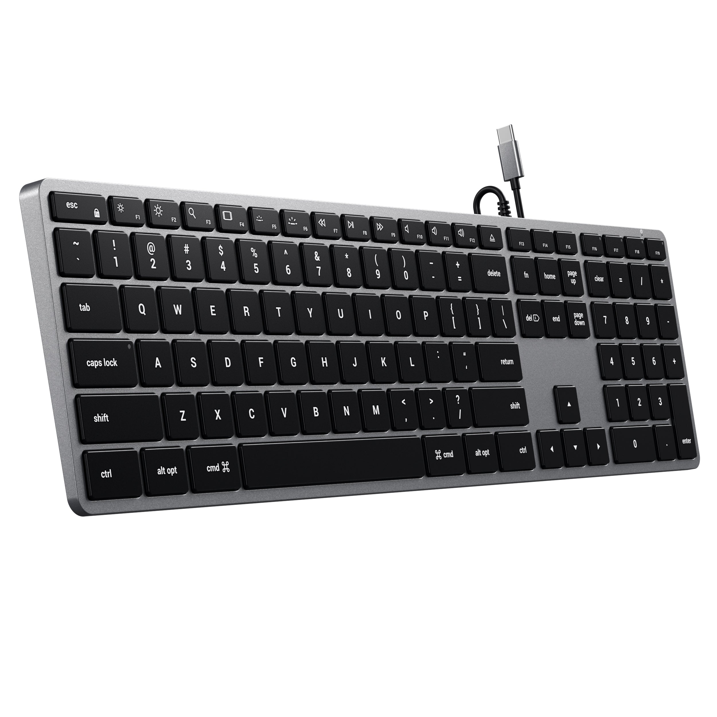 Клавиатура Satechi Slim W3 USB-C с подсветка - Сив - US