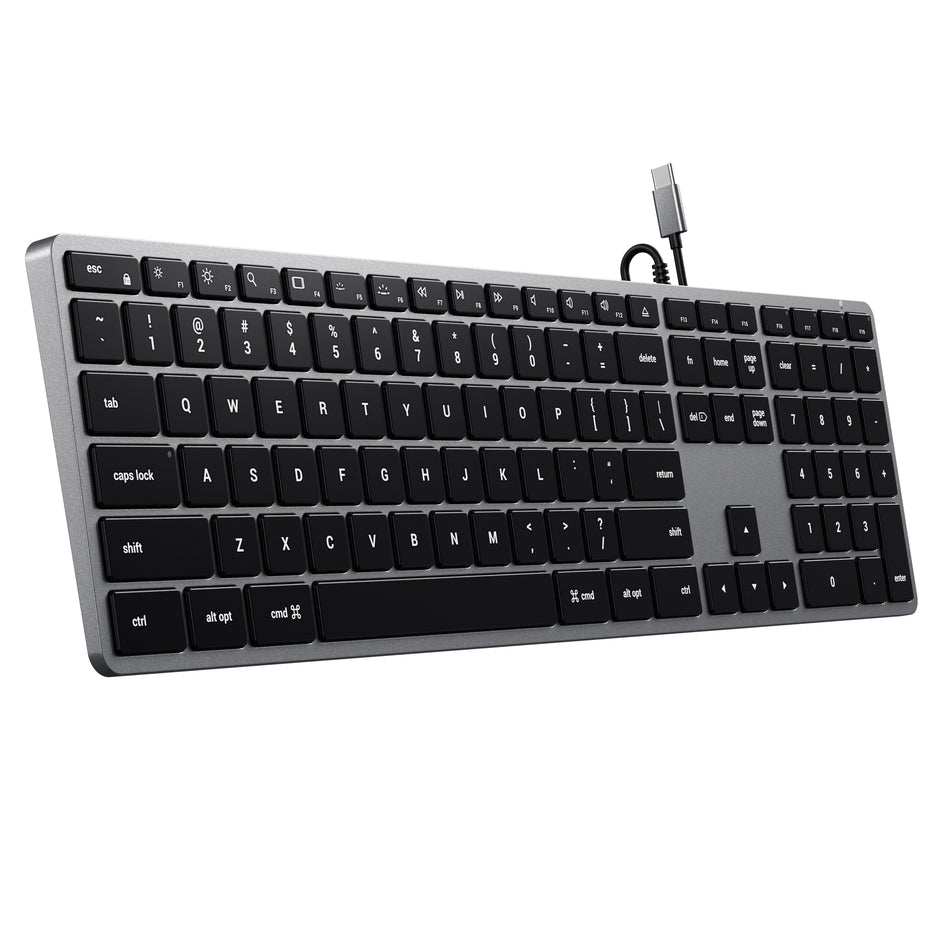 Клавиатура Satechi Slim W3 USB-C с подсветка - Сив - US