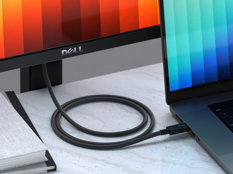 Кабел Satechi - Thunderbolt 4 (USB-C), плетен, 1 м, черен