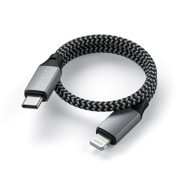 Кабел Satechi, USB-C/Lightning, 25 см, сив