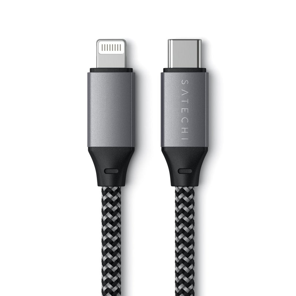 Кабел Satechi, USB-C/Lightning, 25 см, сив