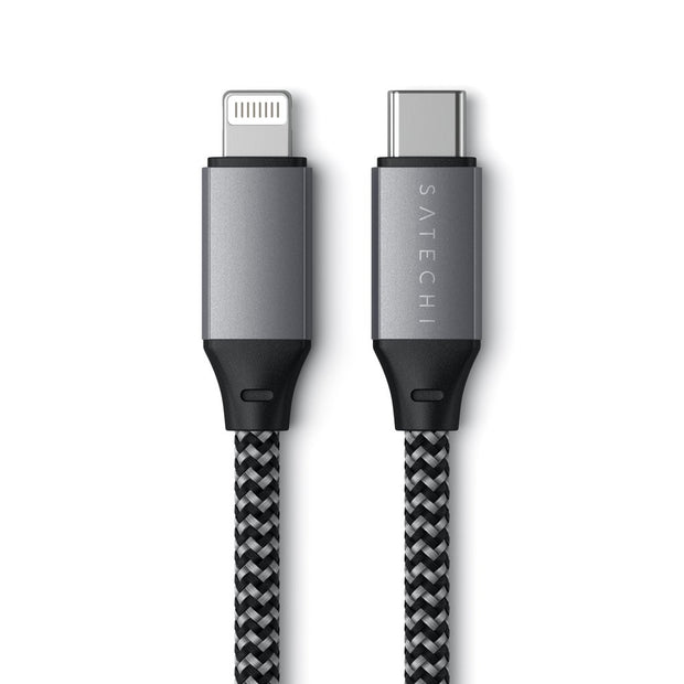 Кабел Satechi, USB-C/Lightning, 25 см, сив