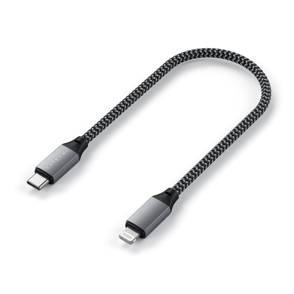 Кабел Satechi, USB-C/Lightning, 25 см, сив