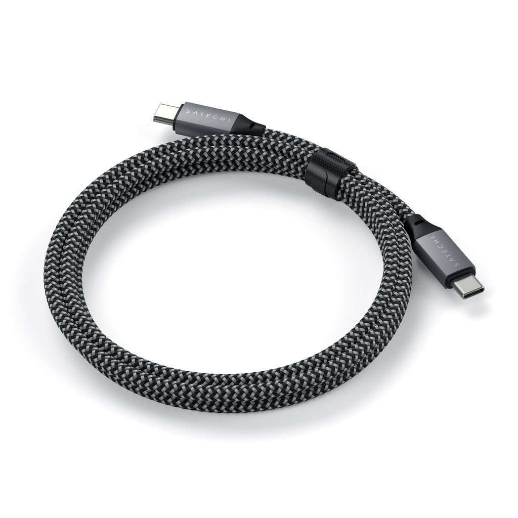 Кабел Satechi, USB-C/USB-C, плетен, 2 м, сив