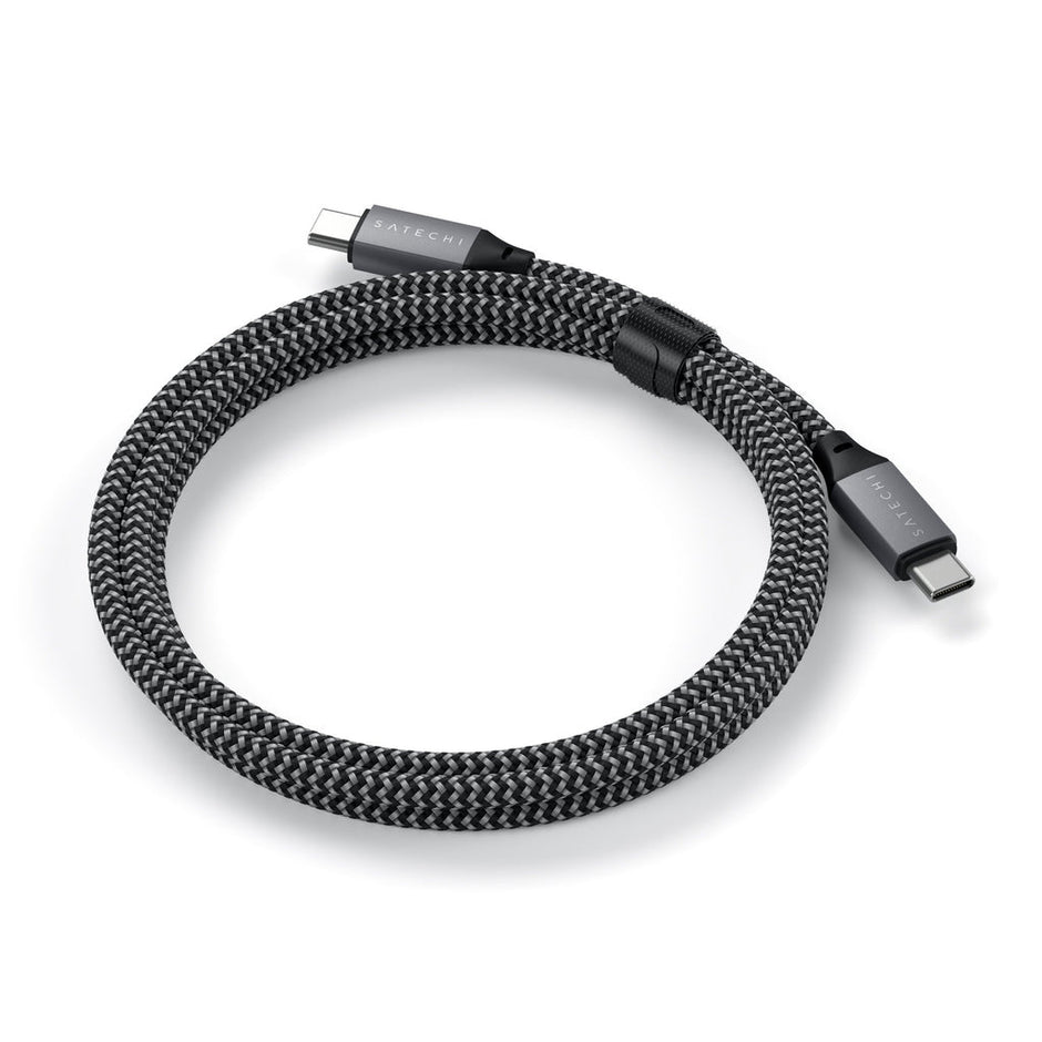 Кабел Satechi, USB-C/USB-C, плетен, 2 м, сив
