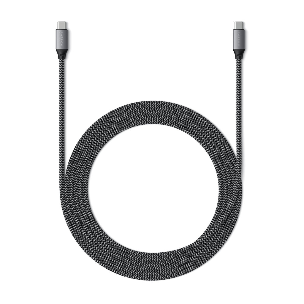 Кабел Satechi, USB-C/USB-C, плетен, 2 м, сив