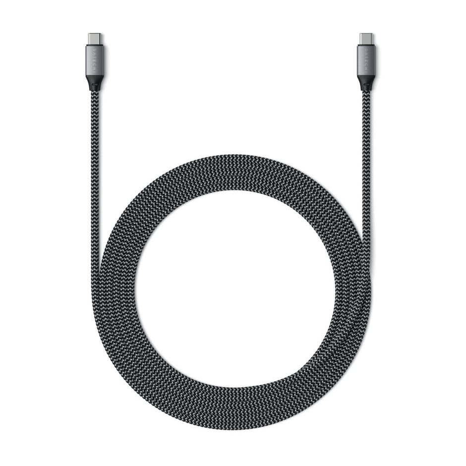 Кабел Satechi, USB-C/USB-C, плетен, 2 м, сив
