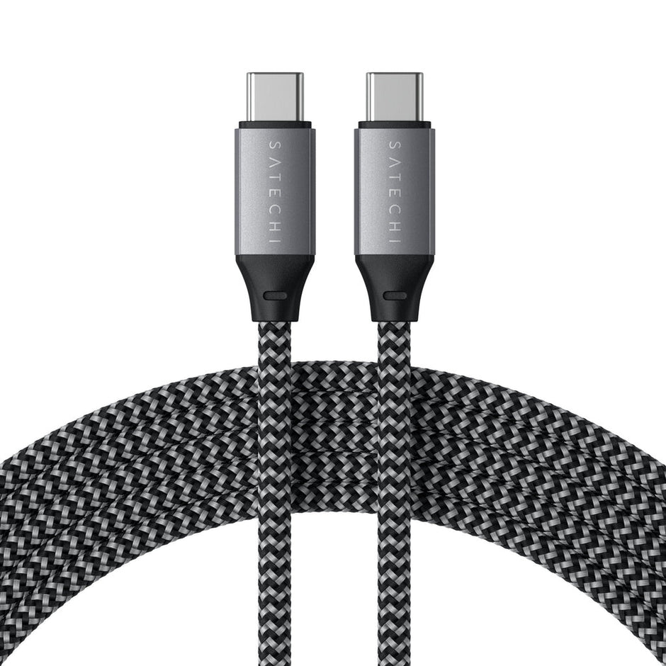 Кабел Satechi, USB-C/USB-C, плетен, 2 м, сив