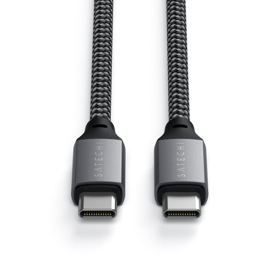 Кабел Satechi, USB-C/USB-C, плетен, 2 м, сив
