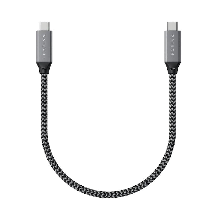 Кабел Satechi, USB4 C/C, плетен, 25 см, сив
