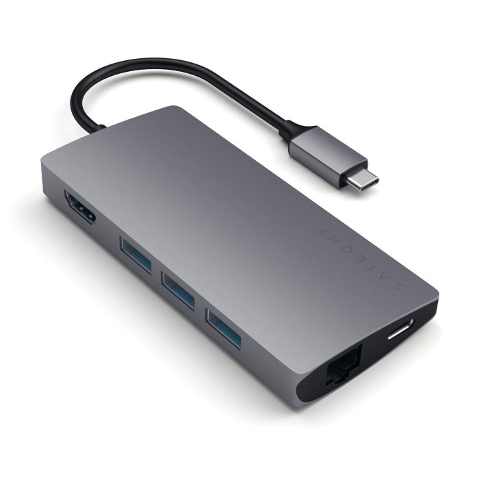 Satechi Aluminium Type-C Multi-Port Adapter (HDMI 4K, 3x USB 3.0, MicroSD, Ethernet V2) - Space Grey