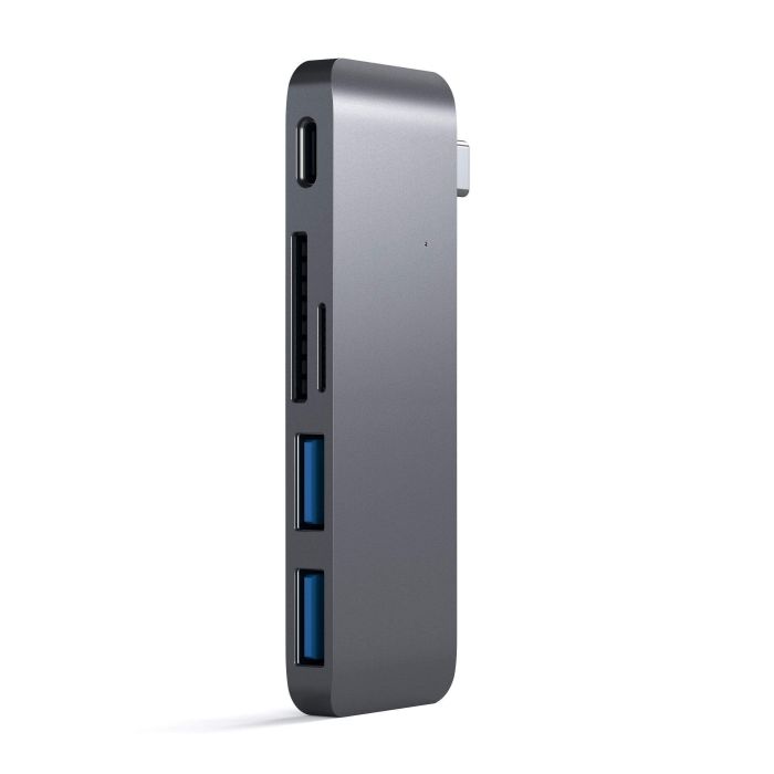 Satechi Aluminium Type-C Passthrough USB Hub (3x USB 3.0, MicroSD) - Space Grey