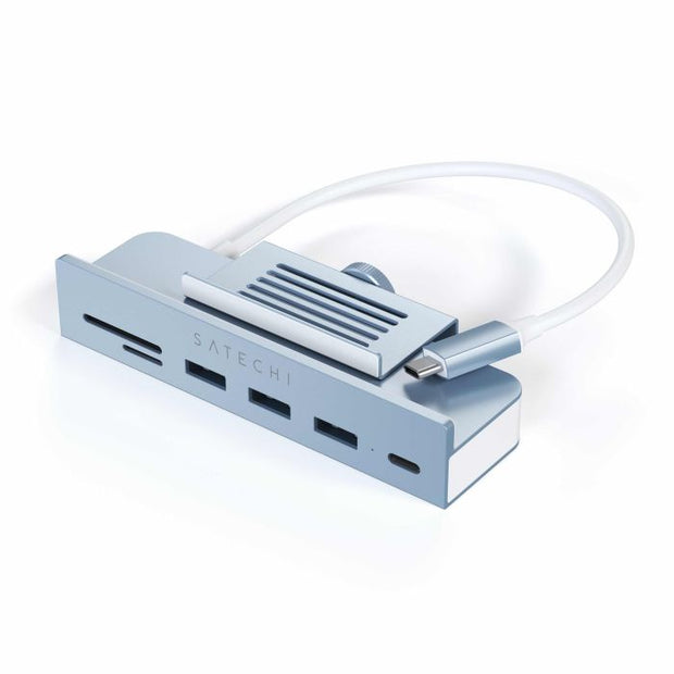 Satechi USB-C Clamp Hub iMac 24inch (2021) / (1x USB-C up to 5 Gbps, 3x USB-A 3.0 up to 5 Gbps, inc. Apple S.Drive Micro / SD) - Blue