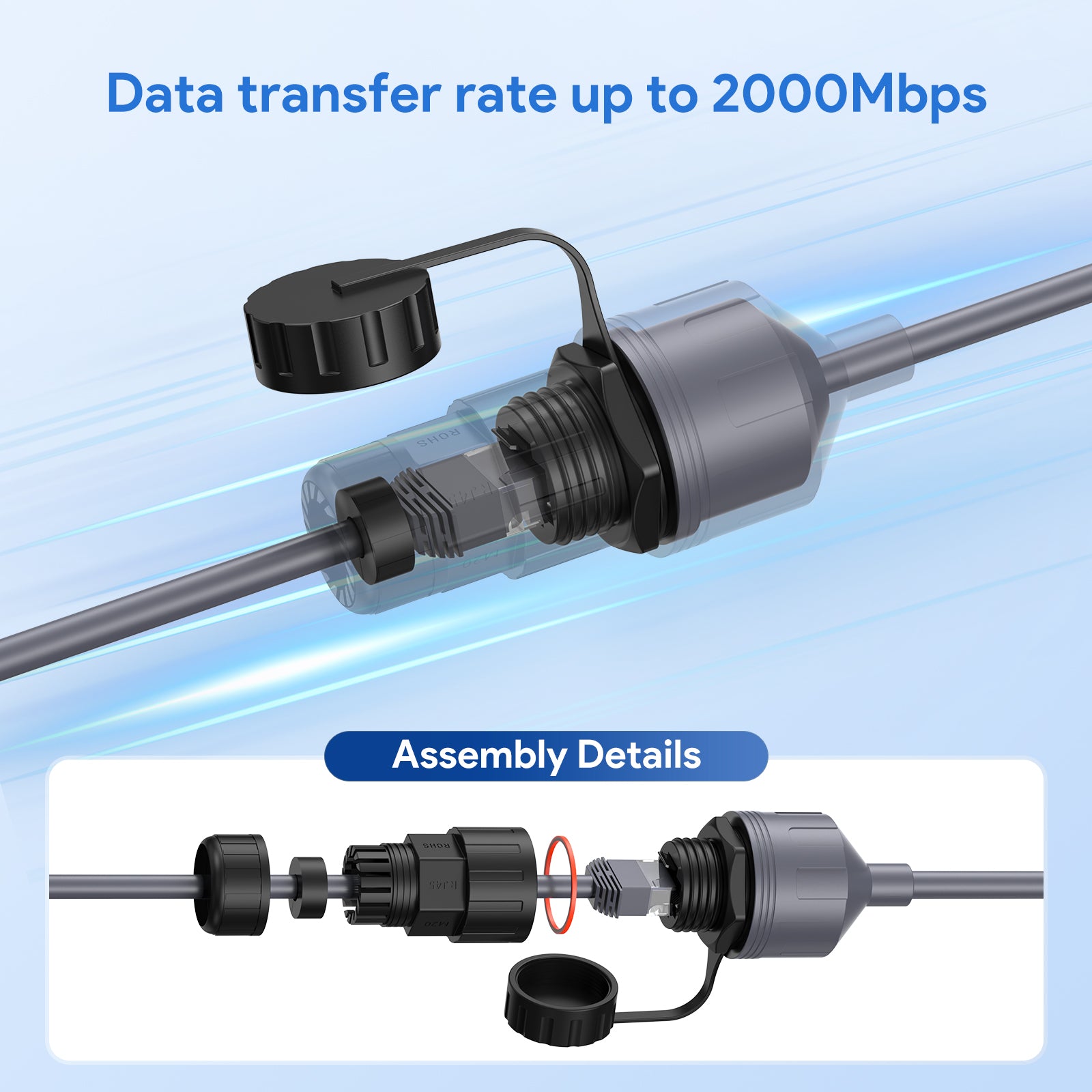 RJ45 водоустойчив кабел-конектор за Starlink V3 / V4 – 0.5 м