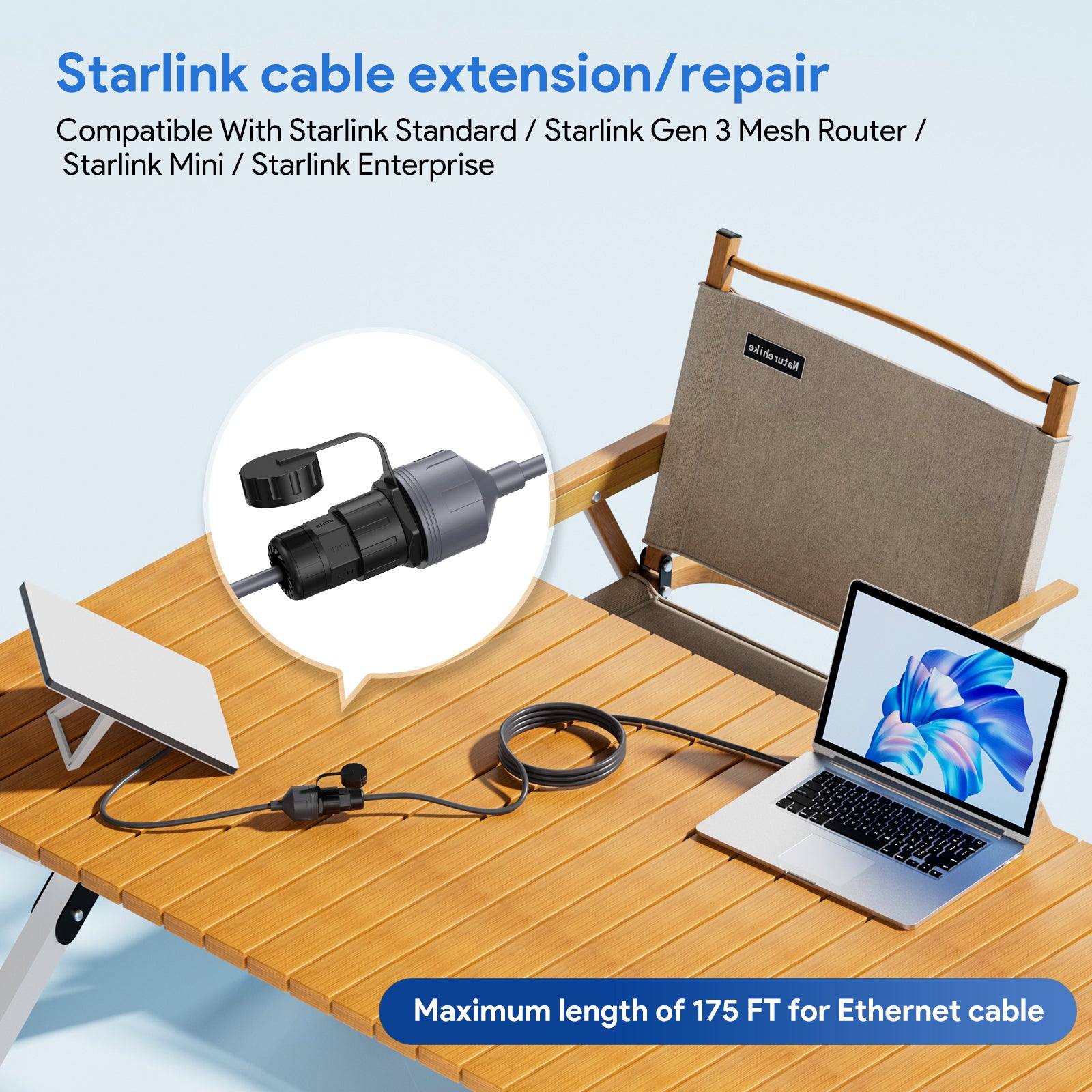 RJ45 водоустойчив кабел-конектор за Starlink V3 / V4 – 0.5 м