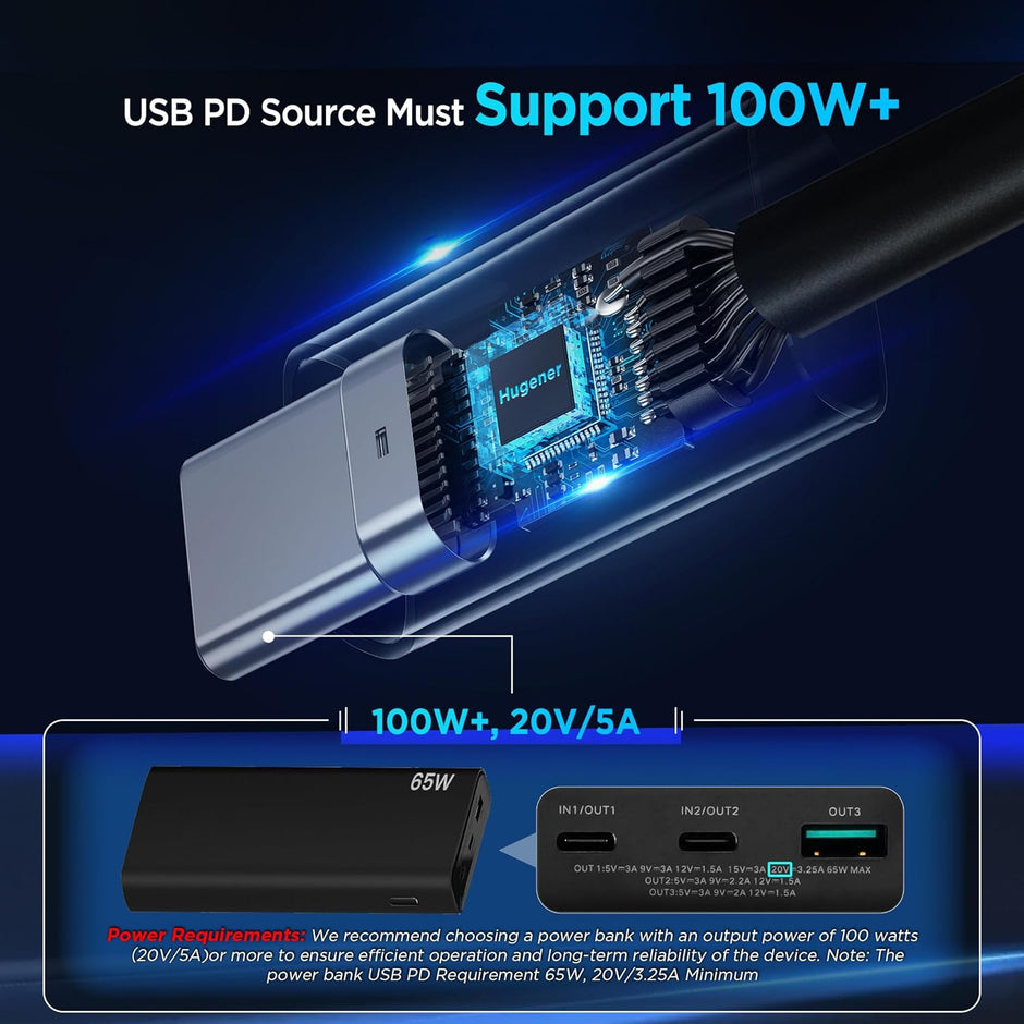 3 м захранващ кабел за Starlink Mini с USB-C, DC и 12V автоадаптер