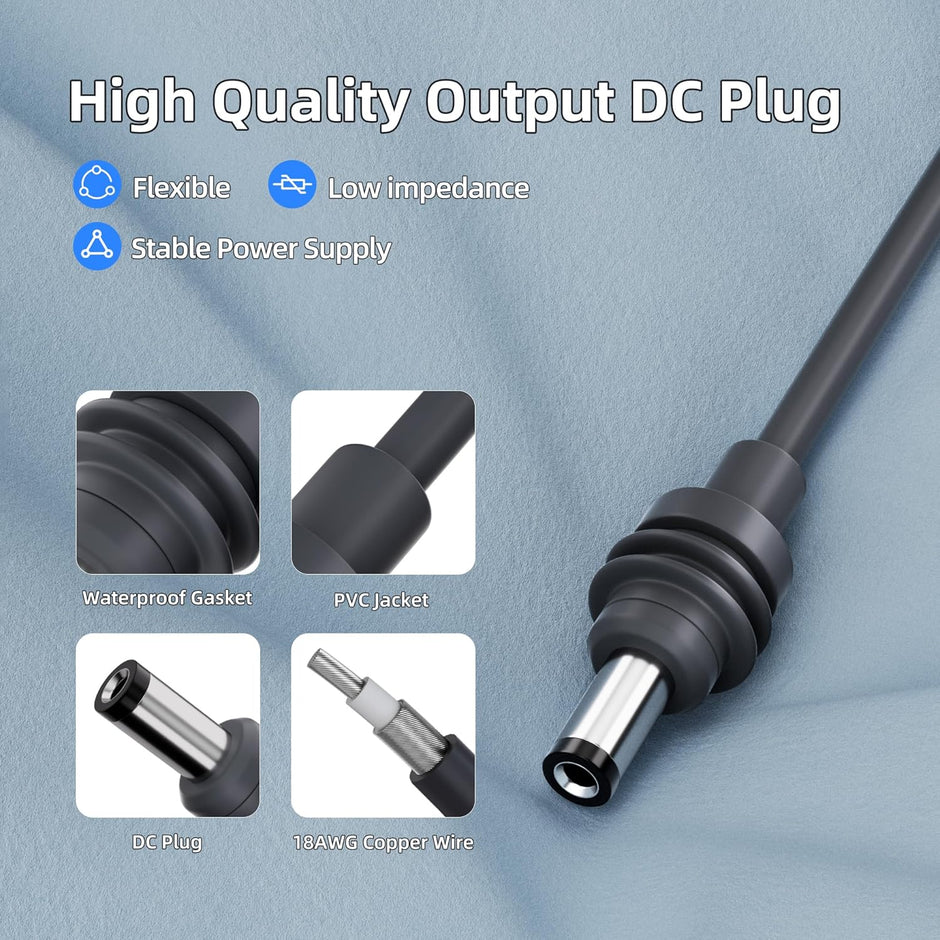 3 м захранващ кабел за Starlink Mini с USB-C, DC и 12V автоадаптер