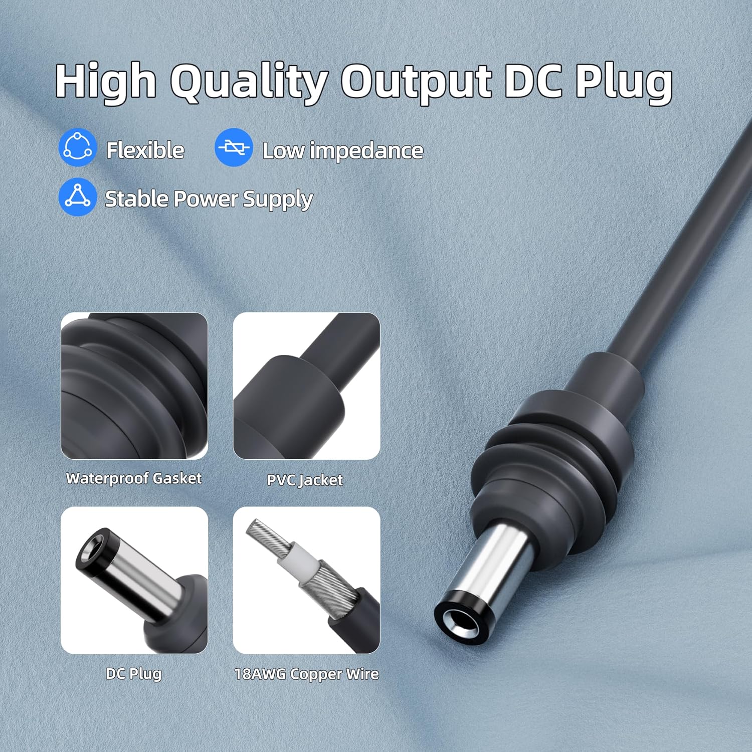 5 м захранващ кабел за Starlink Mini с USB-C, DC и 12V автоадаптер